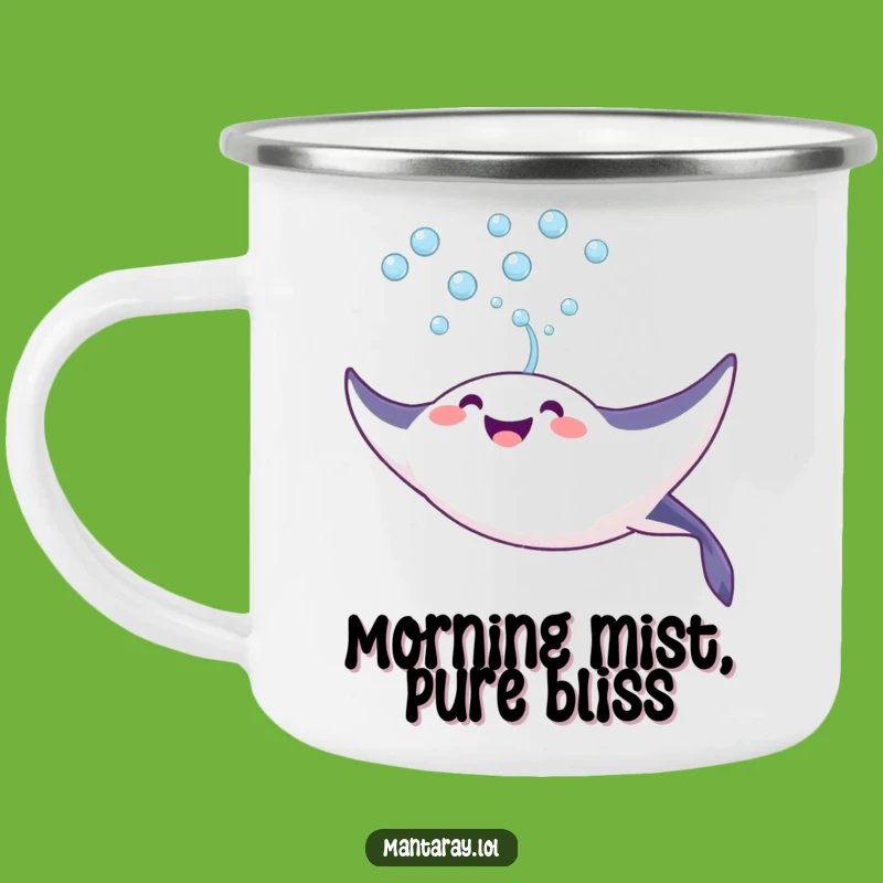 Durable Funny Joyful Manta Ray Camping Mug: Adventure with Bubbles, Ideal Funny Gift