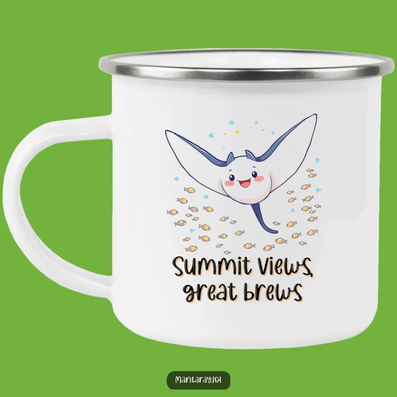 Durable Funny Triumphant Manta Ray Camping Mug: Adventure Victoriously, Ideal Funny Gift
