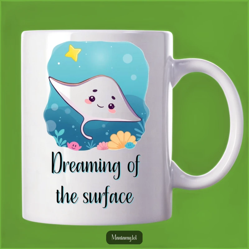 Funny Curious Manta Ray Star Mug: Ocean Wonder, Perfect Gift for Dreamers