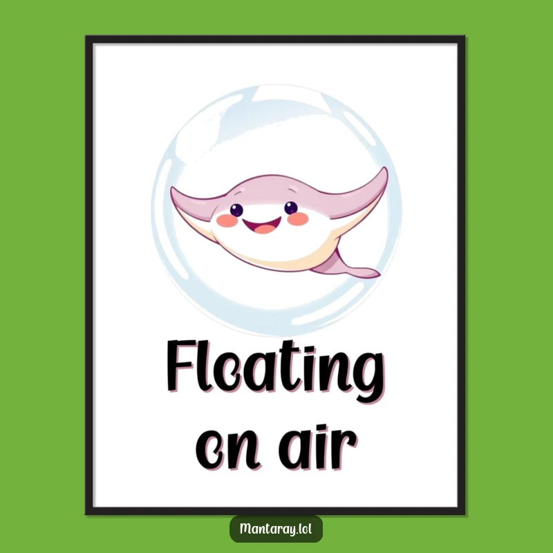 Funny Manta Ray Bubble Digital Art: Instant Humorous Decor, Perfect Funny Gift!