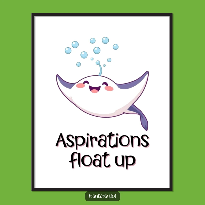Vibrant Funny Manta Ray Bubble Poster: Bring Joy Home, Perfect Funny Gift