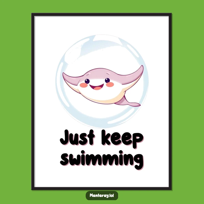 Funny Manta Ray Bubble Art Poster: Giggle-Inducing Aquatic Decor, Perfect Funny Gift!