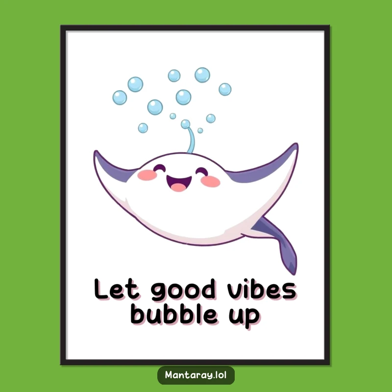 Free Printable Wall Art: Joyful Manta Ray Bubble Stream!