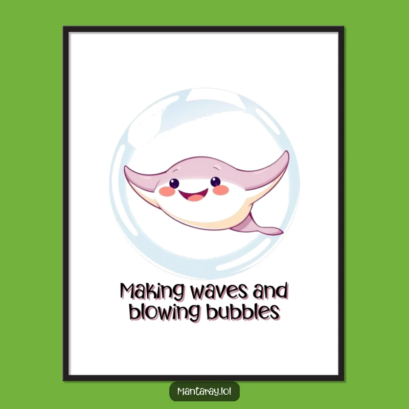 Funny Free Printable Wall Art: Manta Ray Bubble Laughs, Hip Decor Downloadable Gift!