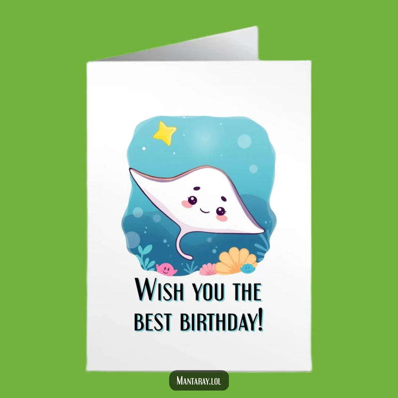 Free Printable Happy Birthday Card: Curious Manta Ray & Twinkling Star!