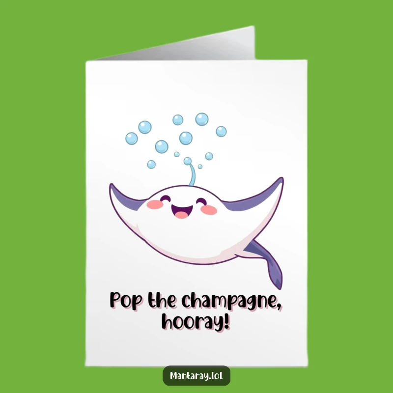 Free Printable Congratulations Card: Joyful Manta Ray Bubbles of Success!