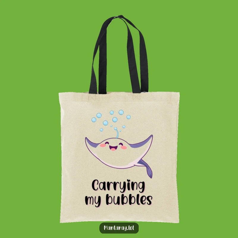 Funny Joyful Manta Ray Bubble Tote Bag: Carry Your Cheer, Great Funny Gift